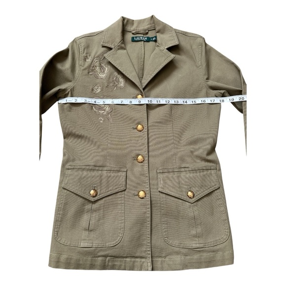 Lauren Ralph Lauren Green Military Embroidered Blazer Jacket Gold Buttons size 2 - Picture 4 of 5